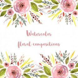 Cute floral background, watercolor style