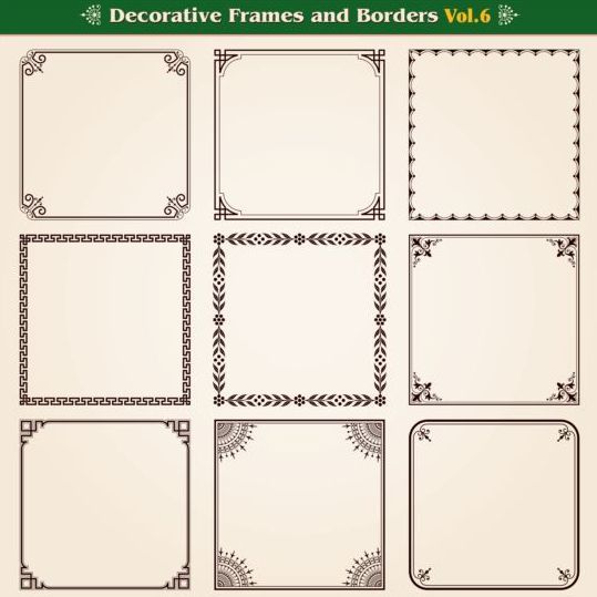 Decorative frame with borders set vector 02