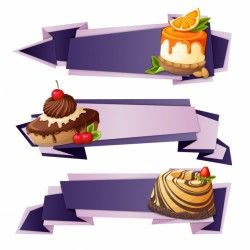 Dessert banners in origami style
