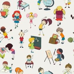 Fantastic pattern with hand-drawn students