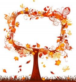 Floral autumn tree frame vector