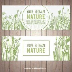 Flowers sketch banners