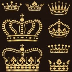 Golden crown ornaments vector set 01