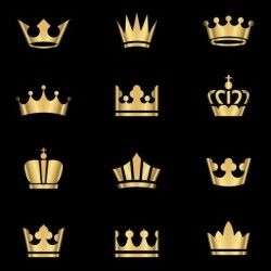 Golden crown ornaments vector set 02