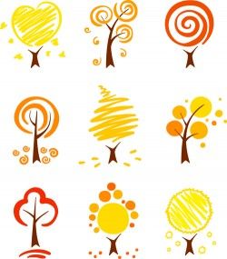 Hand drawn cute autumn tree vector