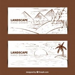 Hand drawn landscape banners