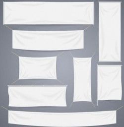 Hanging white banners vector 02