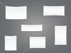 Hanging white banners vector 01