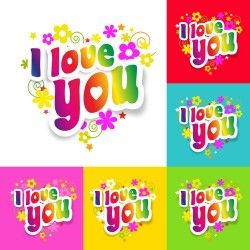 I love you flower sticker vector