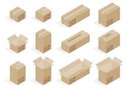 Isometric Cardboard Box Vectors