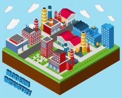 Modern industry in isometric design