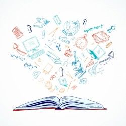 Open book background with sketches