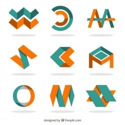 Orange and green logotypes in abstract style
