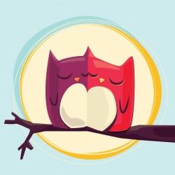 Owls In Love Vector