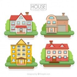 Pack of houses in flat design