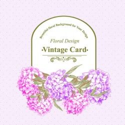 Pink floral vintage card vector