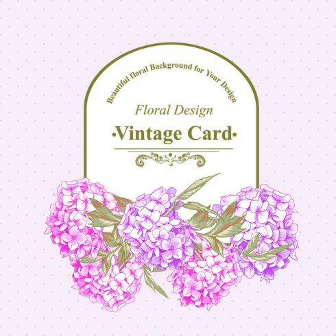 Pink floral vintage card vector