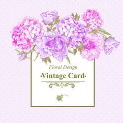Pink floral vintage card vector