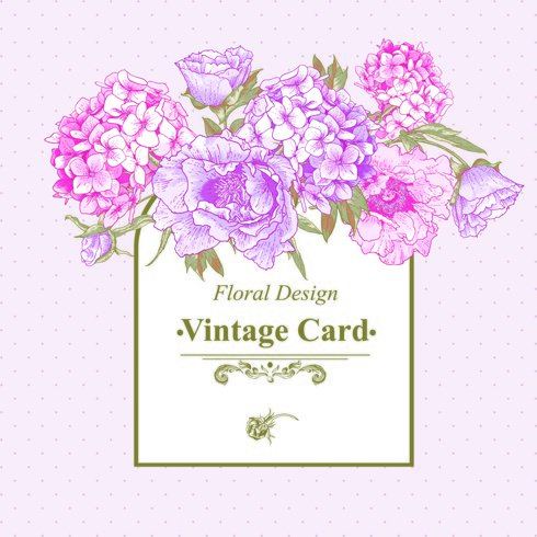 Pink floral vintage card vector