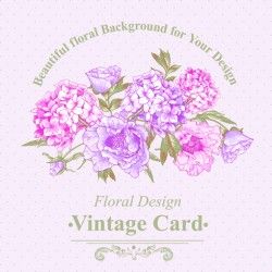 Pink floral vintage card vector