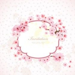 Pink flower frame wedding invitation cards