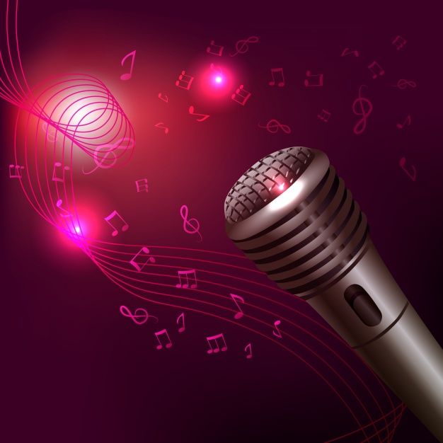 Purple music background with microphone