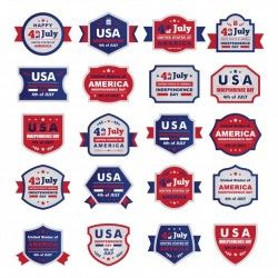 Happy independence day United States of America, 4th of July. A set of Flat frames/ badges