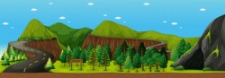 Scene with roads to the mountain