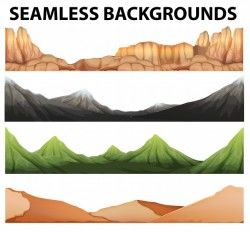 Seamless backgrounds with different types of mountains