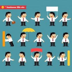Set of businessman with expressive faces