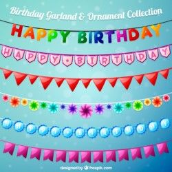 Set of colorful birthday garlands