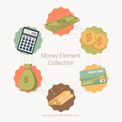 Set of money elements in vintage style