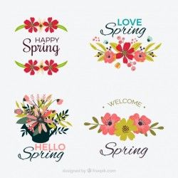 Set of spring stickers with floral details