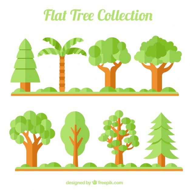 Set of trees in flat design