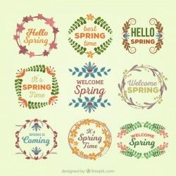 Set of vintage floral wreaths with messages