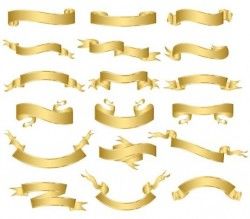 Shiny golden ribbon vector set 01