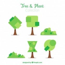 Shrubs and trees of geometric shapes background