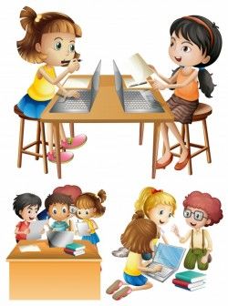 Students working on computer