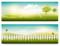 Summer holiday countryside banners vector