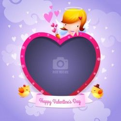 Valentine’s Day Happy Valentine’s Day Cupid Angel with Heart-Shaped Photo Frame