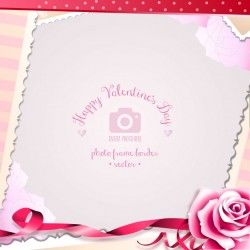 Valentine’s Day Rose and Romantic Hearts Photo Frame
