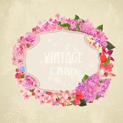 Vintage card flower frame vector