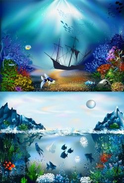Beautiful submarine scenery vector material