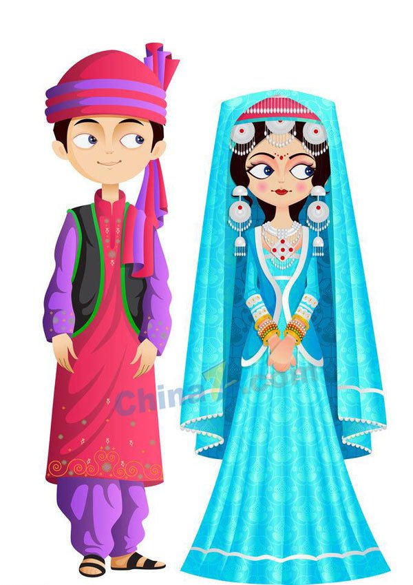 Brunei traditional wedding dress vector