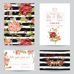 Autumn flower wedding invitation vectors 01