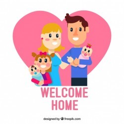 Background of family scene with heart