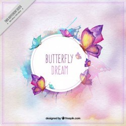 Background of pretty butterflies in watercolor style