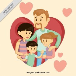 Background of pretty family with children and hearts