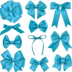 Beautiful blue bow design vector set 03
