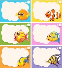 Cartoon fish with speech bubbles for you text vector